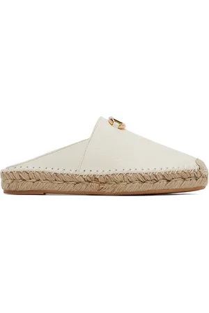 VALENTINO GARAVANI Off-White VLogo Grainy Calfskin Mule Loafers