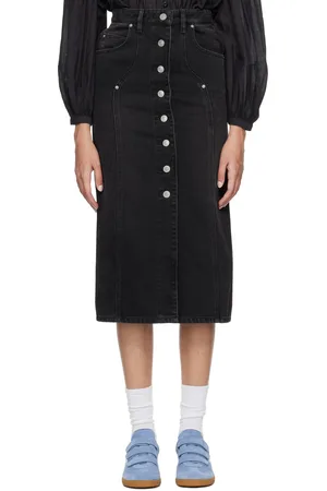 Isabel Marant Black Vandy Denim Midi Skirt
