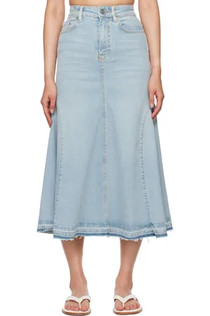 Ganni Blue Gusset Denim Midi Skirt