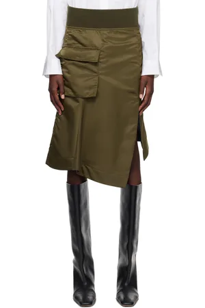 SACAI Khaki Asymmetrical Hem Miniskirt