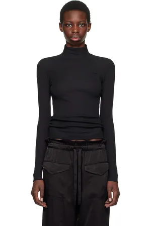 Ganni Black Logo-Embroidered Long Sleeve T-shirt
