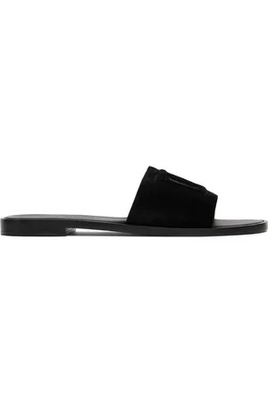 Dolce & Gabbana Black Cutout DG Logo Sandals