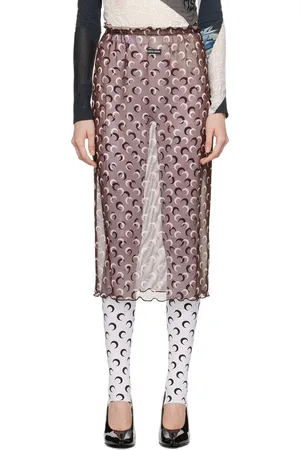 Marine Serre Brown Moon Printed Midi Skirt