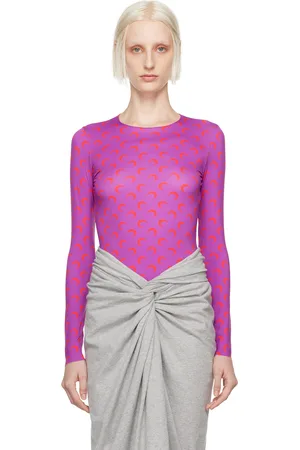 Marine Serre Purple Moon Printed Second Skin Long Sleeve T-Shirt