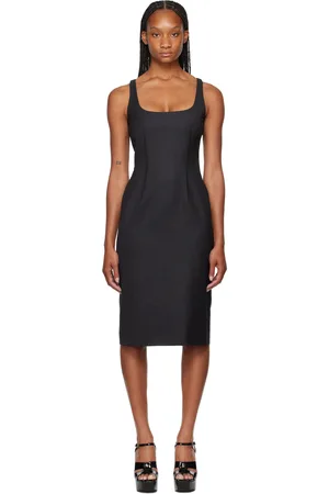Moschino Gray Scoop Neck Midi Dress