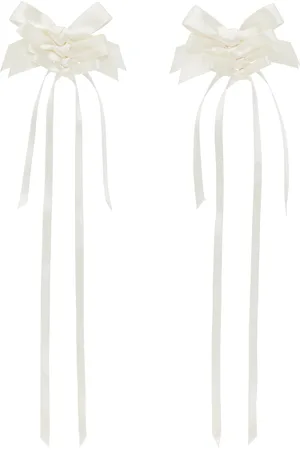 Simone Rocha Off-White Rosette Bow Earrings