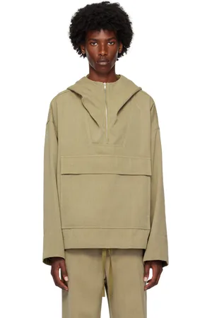 Jil Sander Beige Half-Zip Hooded Jacket
