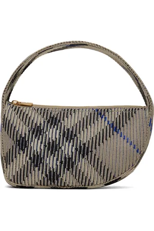Burberry Off-White Check Mini Knitted Bag