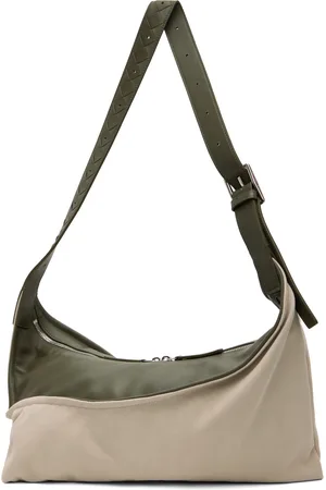 Bottega Veneta Off-White & Green Small Zigzag Bag