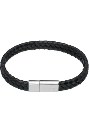 Paul Smith Black Braided Leather Bracelet