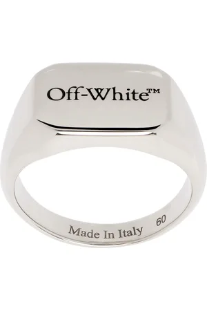 OFF-WHITE Silver Rectangular Logo Ring