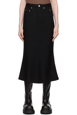 Rick Owens Black Porterville Godet Midi Skirt