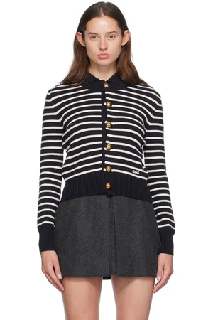 Ami Navy & White Striped Cardigan
