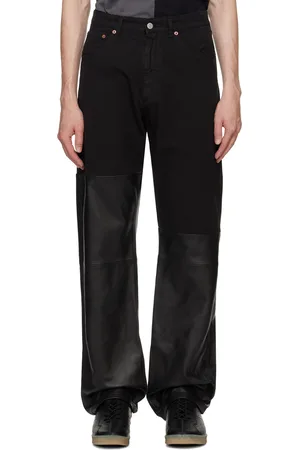 Maison Margiela Black Paneled Leather Jeans