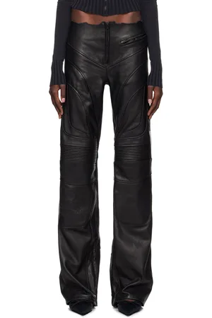 Balenciaga Black Low Waist Biker Leather Pants