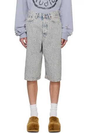 Acne Studios Blue Loose Fit Monogram Denim Shorts