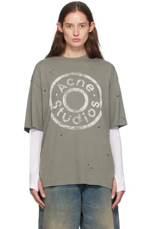 Acne Studios Gray Relaxed Fit Logo T-Shirt
