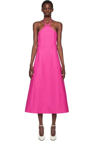 VALENTINO Pink Crepe Couture Midi Dress