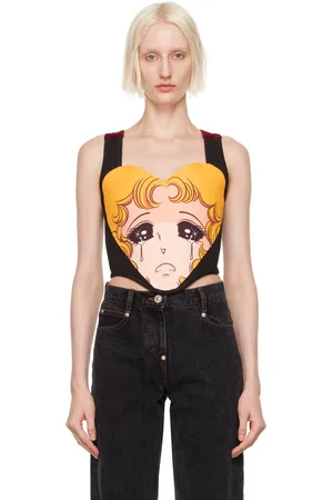 pushBUTTON Black & Crying Girl Heart Neck Sleeveless Top
