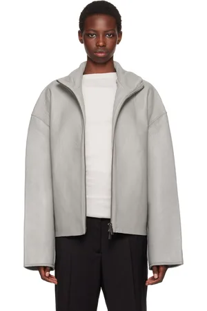 REMAIN Birger Christensen Gray Bonded Leather Jacket