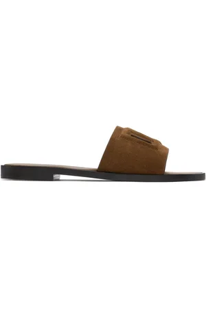 Dolce & Gabbana Brown Bianca DG Millennials Logo Sandals