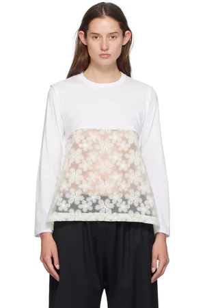 Comme des Garçons White Lace Long Sleeve T-Shirt