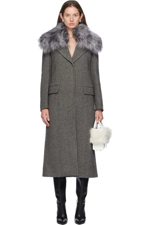 BLUMARINE Gray Wool Shearling Jacket