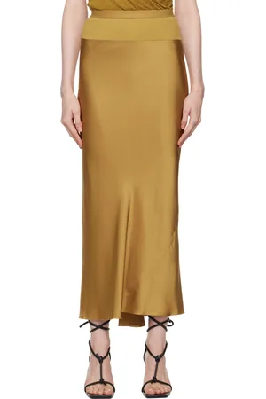 Rick Owens Tan Porterville Calf Bias Midi Skirt