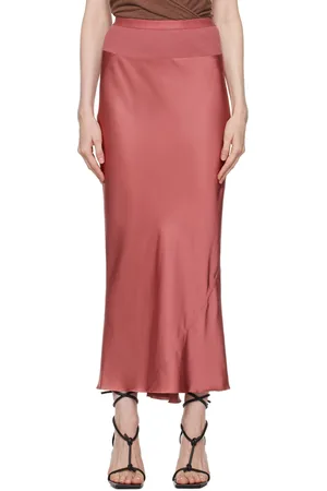Rick Owens Pink Porterville Calf Bias Midi Skirt