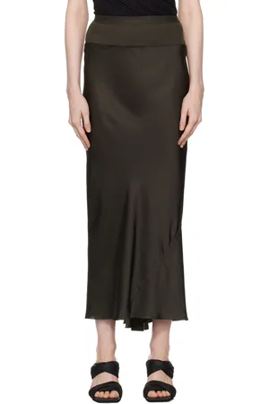 Rick Owens Gray Porterville Calf Bias Midi Skirt