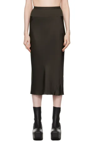 Rick Owens Gray Porterville Knee Bias Midi Skirt