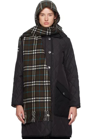 Burberry Brown Check Cashmere Hooded Scarf