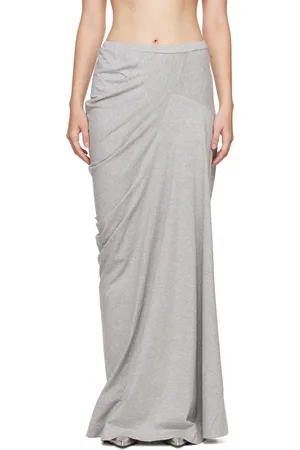 DRIES VAN NOTEN Gray Draped Cotton Maxi Skirt