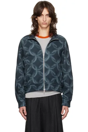 DRIES VAN NOTEN Navy Pixel Chain Printed Track Jacket