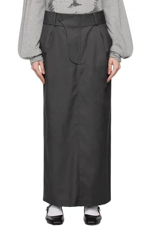 OPEN YY Gray Fly Out Maxi Skirt