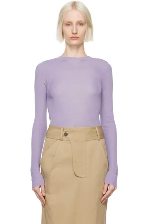 OPEN YY Ribbon Rib Knit Long Sleeve T-shirt