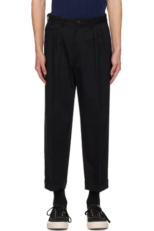 Beams Black 2 Pleats Chino Trousers