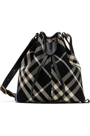 Burberry Black & Off-White Mini Check Bucket Bag