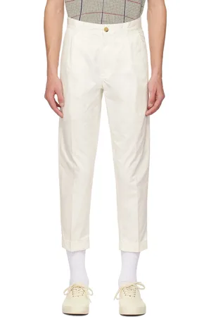 Beams White 1 Pleat Trousers