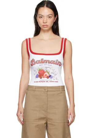 Balmain White & Red Fruit Tank Top