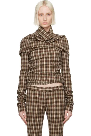 Acne Studios Brown & Beige Check Turtleneck