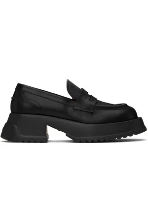 Marni Black Leather Platform Sole Loafers