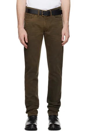 Ralph Lauren Brown Slim-Fit Distressed Jeans