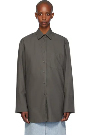 The Frankie Shop Khaki Helen Organic Cotton Long Shirt