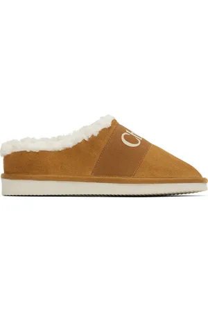 Chloé Kids Tan Faux-Shearling Slippers