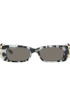 Balenciaga Black & White Dynasty Rectangle Sunglasses