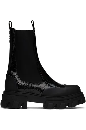 Ganni Black Cleated Mid Chelsea Boots