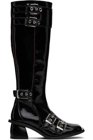 Ganni Black Buckle High Boots