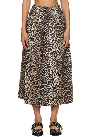 Ganni Black & Brown Printed Maxi Skirt
