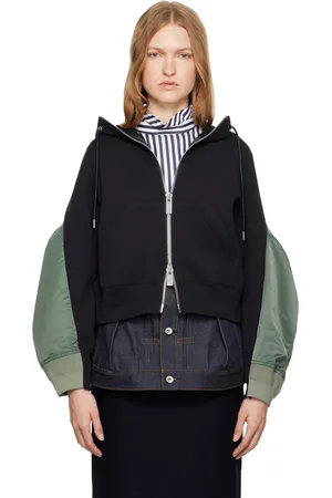 SACAI Navy & Green Paneled Hoodie